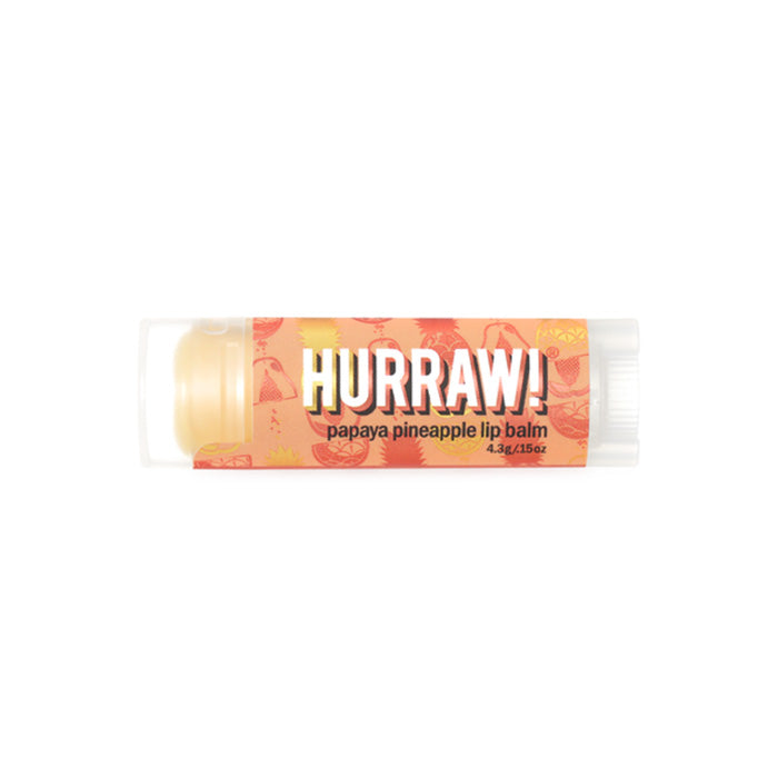 All natural and vegan, this Pineapple Papaya Hurraw Lip Balms are made from premium raw, organic and fair trade ingredients, with natural flavours. Hurraw is 100% cruelty free and palm oil free. Super smooth, long lasting, not sticky or sweet, not too glossy, never grainy. Plus, it holds up to being in a back jeans pocket all day without melting! 4.3g